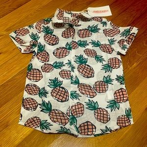 Boy Pineapple Tropical Button Down Short Sleeve Shirt